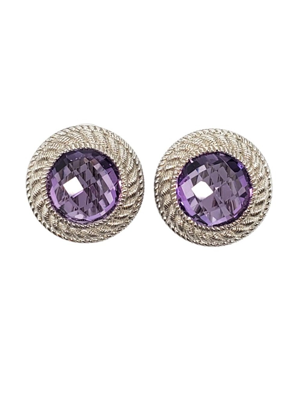 Judith Ripka Sterling Silver Amethyst Rope Drop Earrings #24195